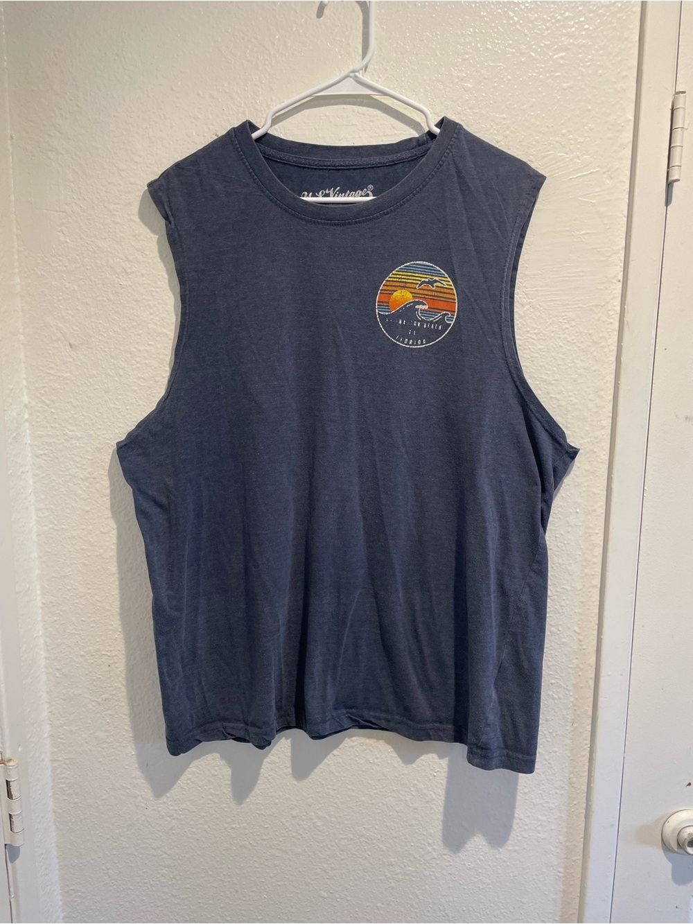 U.S. Vintage Ft Walton Beach Florida Retro Sunset Muscle Tee Tank Men's XL